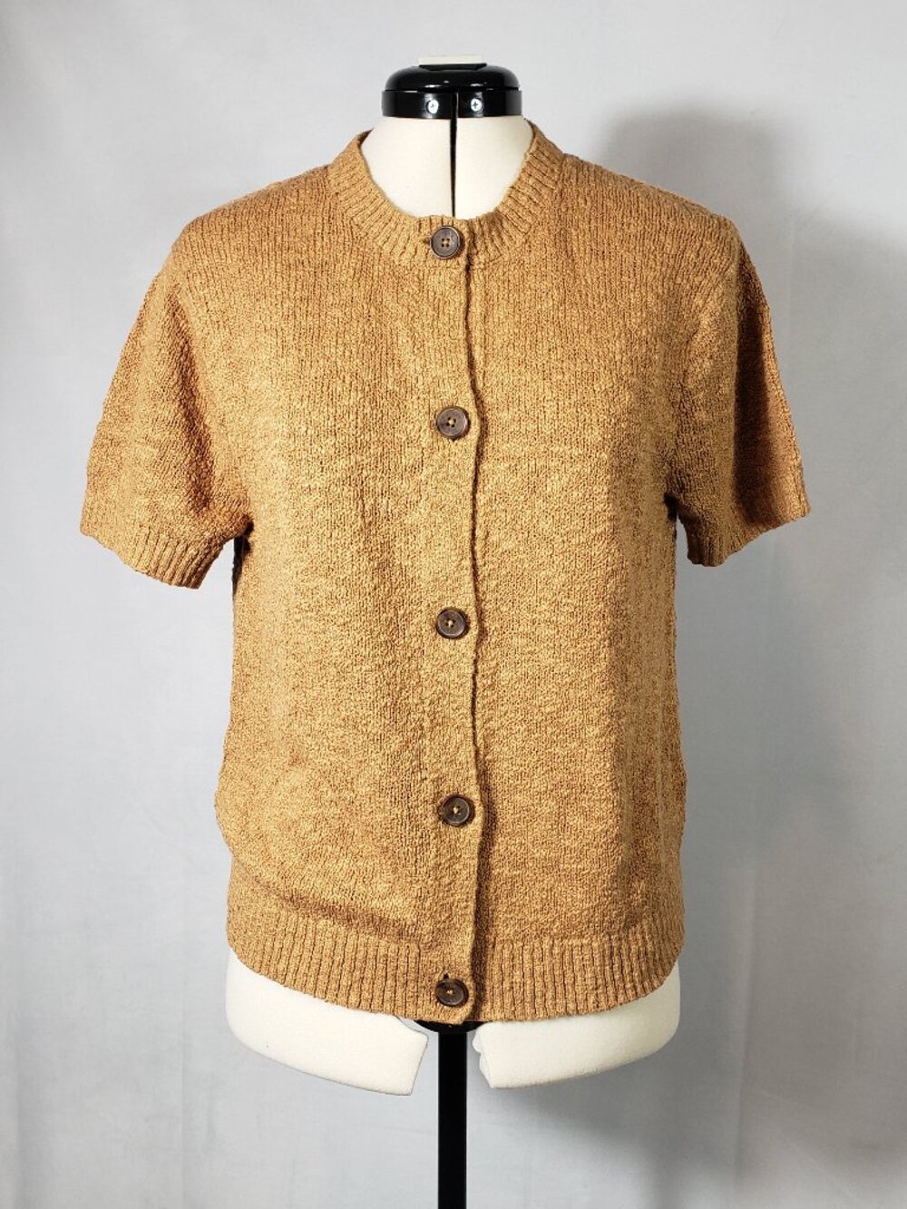 J. Crew Short Sleeve Slub Cardigan Sweater Button Up Preppy Coastal Cozy Size SM
